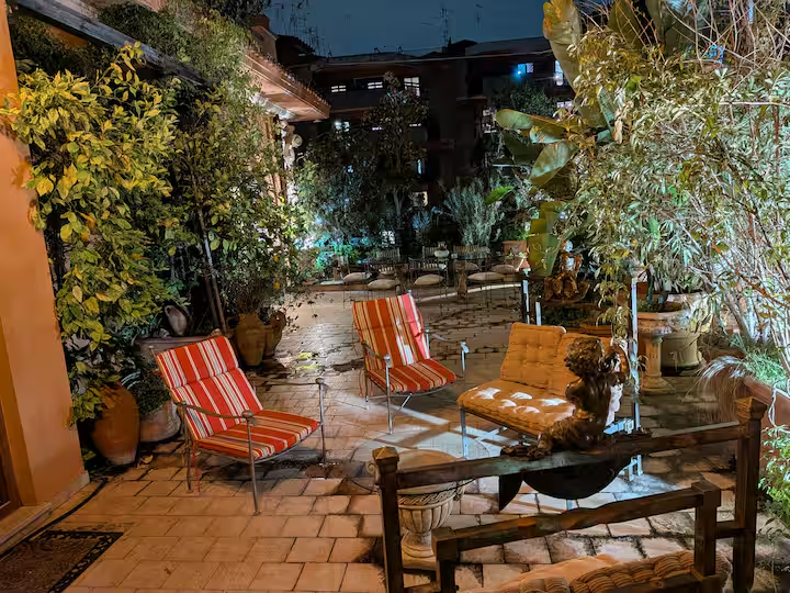 Private terrace at night